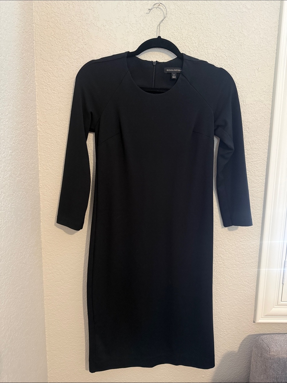 Banana Republic Black Long Sleeve Sheath Dress